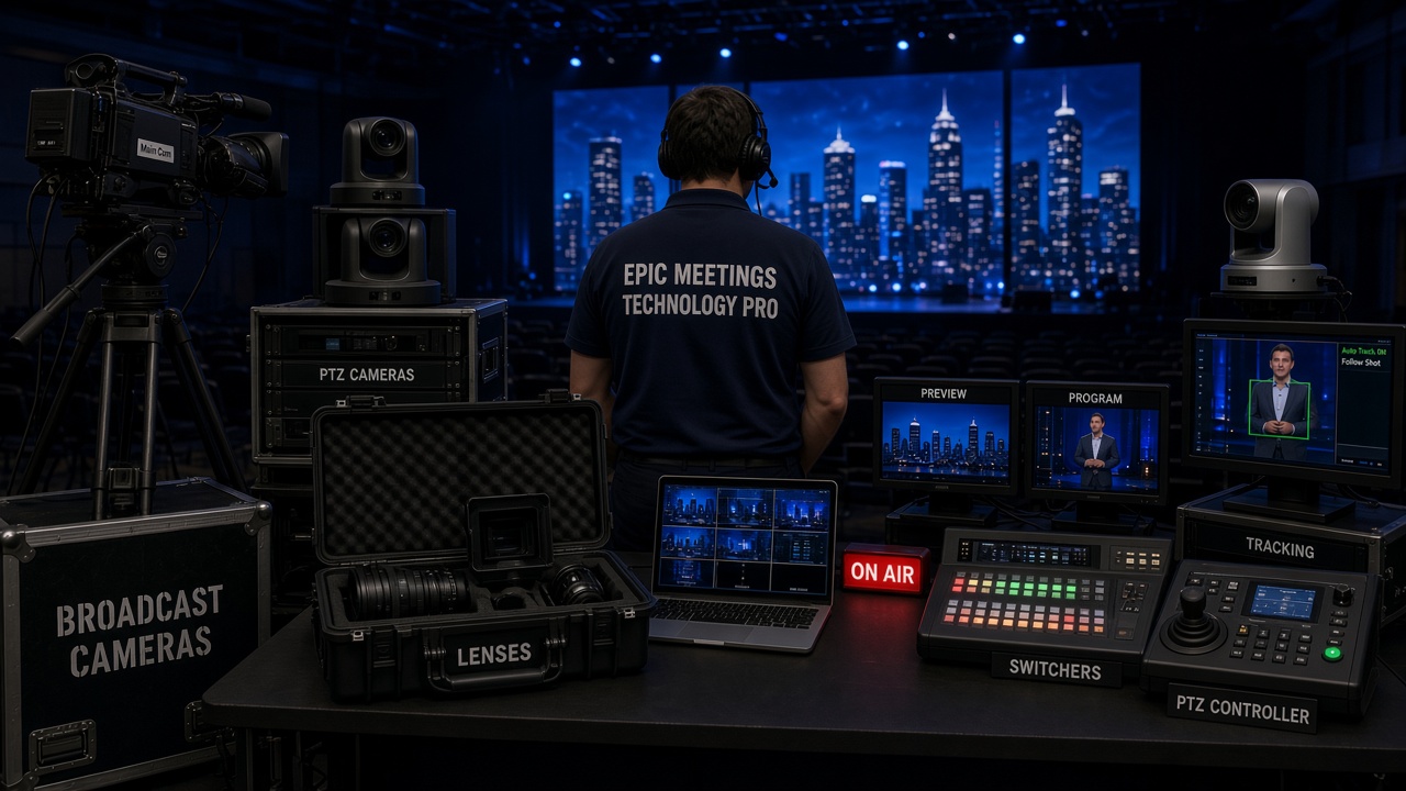 Video Cameras and PTZ - Broadcast and PTZ cameras, lenses, switchers and tracking