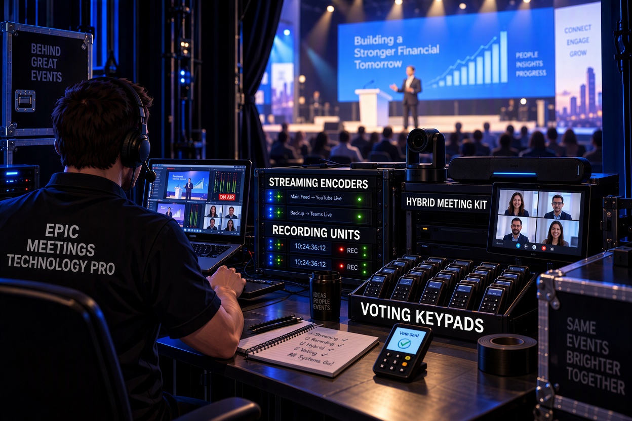 Streaming and voting - Encoders, recorders, hybrid meeting kits and voting keypads.